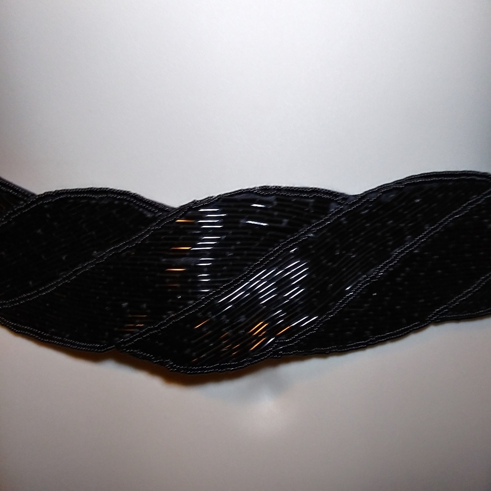 Vintage 80's Le Regale LTD. Hand Made Black Beaded Belt - Picture 3 of 14